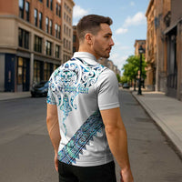 Kahui Whetu Paua shell Kowhaiwhai Taniko Personalised Zipper Polo Shirt Manta Ray Shark-Turtle Maori Tribal Style