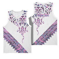 Mawhero Paua shell Kowhaiwhai Taniko Personalised Basketball Jersey Manta Ray Shark-Turtle Maori Tribal Style