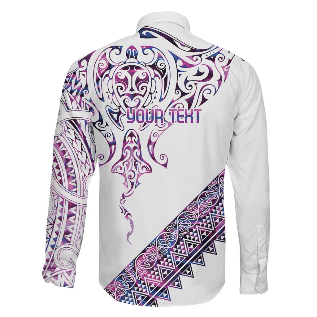 Mawhero Paua shell Kowhaiwhai Taniko Personalised Family Matching Long Sleeve Bodycon Dress and Hawaiian Shirt Manta Ray Shark-Turtle Maori Tribal Style LT9 - Polynesian Pride