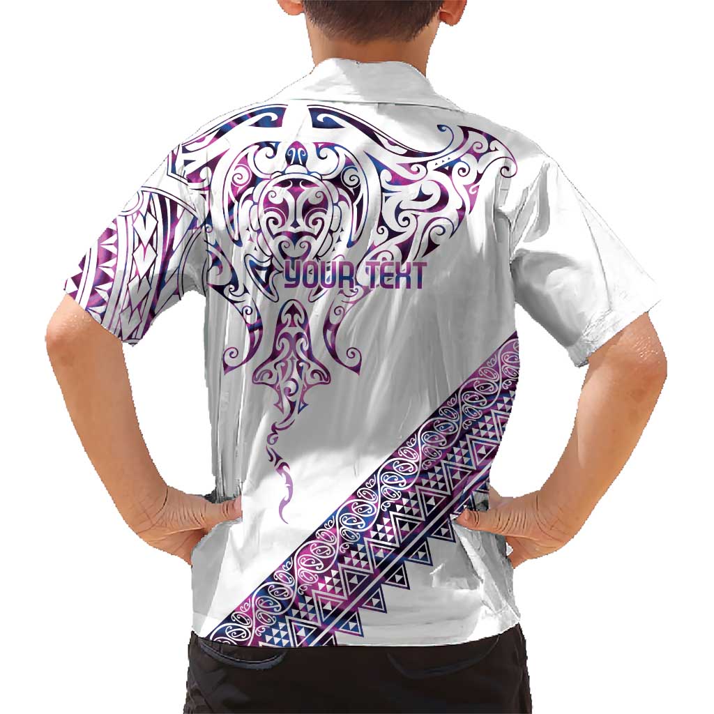 Mawhero Paua shell Kowhaiwhai Taniko Personalised Family Matching Off Shoulder Short Dress and Hawaiian Shirt Manta Ray Shark-Turtle Maori Tribal Style LT9 - Polynesian Pride