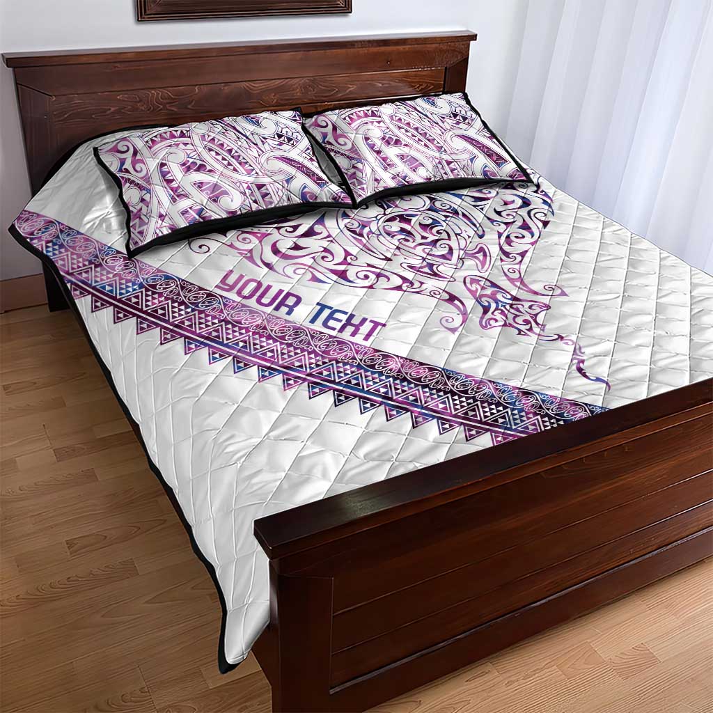 Mawhero Paua shell Kowhaiwhai Taniko Personalised Quilt Bed Set Manta Ray Shark-Turtle Maori Tribal Style