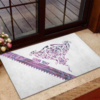 Mawhero Paua shell Kowhaiwhai Taniko Personalised Rubber Doormat Manta Ray Shark-Turtle Maori Tribal Style