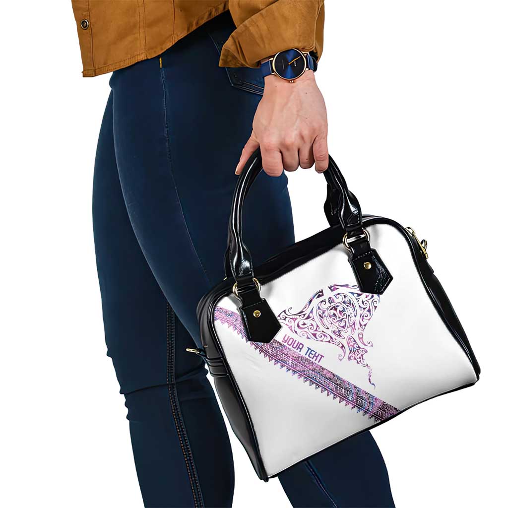 Mawhero Paua shell Kowhaiwhai Taniko Personalised Shoulder Handbag Manta Ray Shark-Turtle Maori Tribal Style