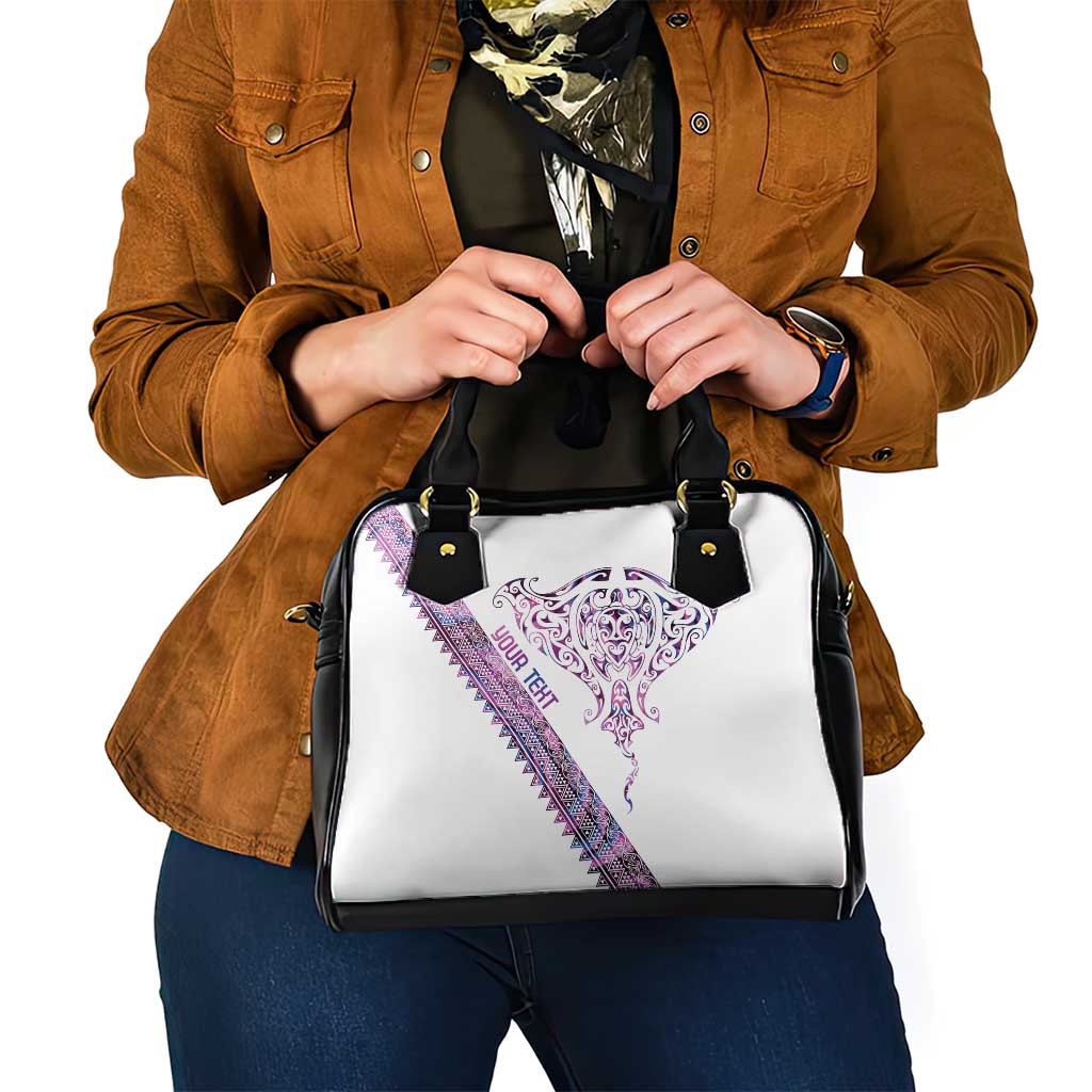 Mawhero Paua shell Kowhaiwhai Taniko Personalised Shoulder Handbag Manta Ray Shark-Turtle Maori Tribal Style