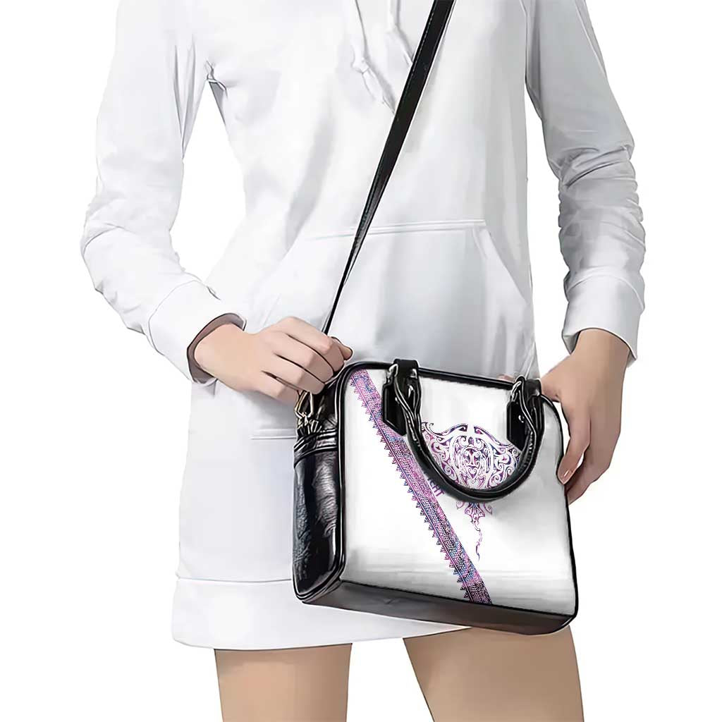 Mawhero Paua shell Kowhaiwhai Taniko Personalised Shoulder Handbag Manta Ray Shark-Turtle Maori Tribal Style