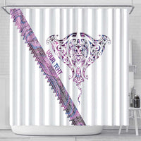 Mawhero Paua shell Kowhaiwhai Taniko Personalised Shower Curtain Manta Ray Shark-Turtle Maori Tribal Style