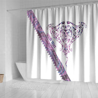 Mawhero Paua shell Kowhaiwhai Taniko Personalised Shower Curtain Manta Ray Shark-Turtle Maori Tribal Style