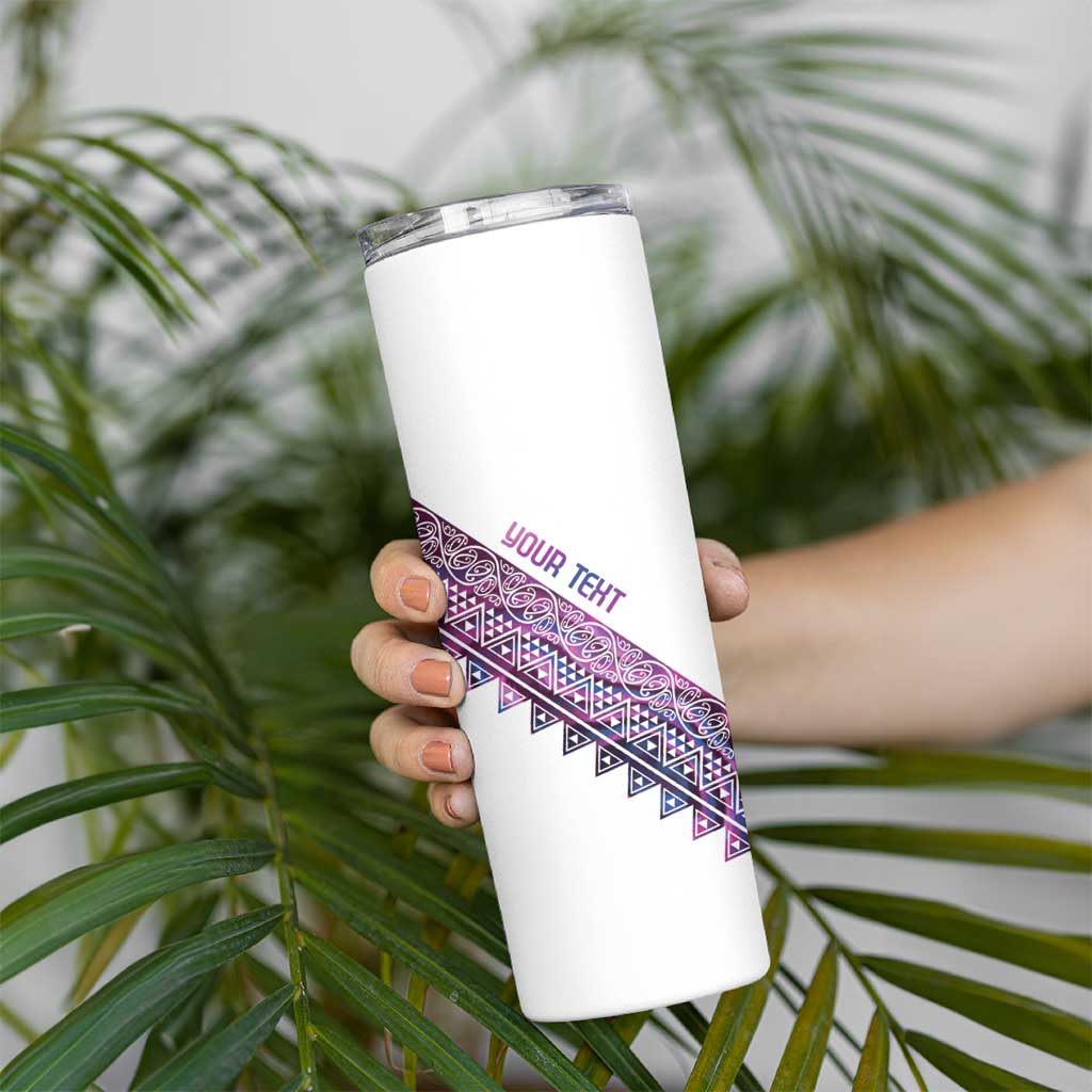 Mawhero Paua shell Kowhaiwhai Taniko Personalised Skinny Tumbler Manta Ray Shark-Turtle Maori Tribal Style