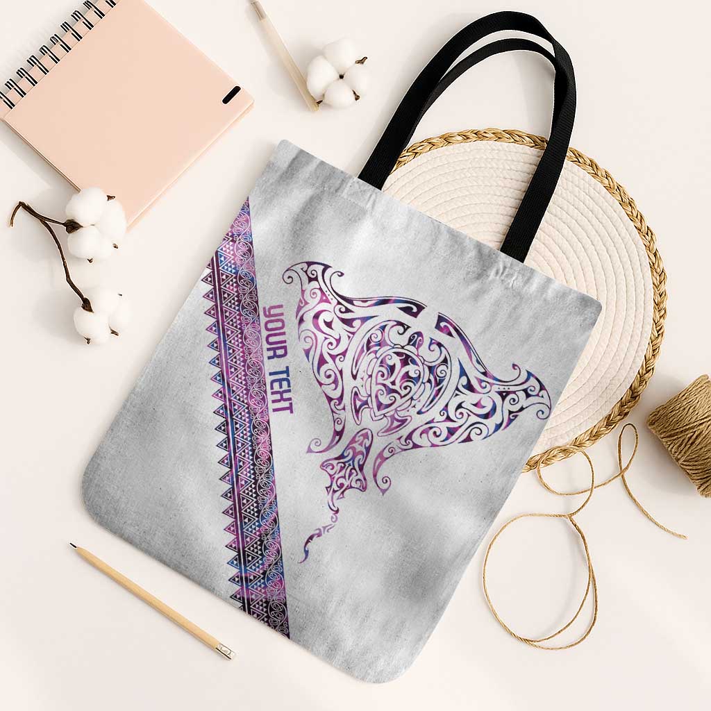Mawhero Paua shell Kowhaiwhai Taniko Personalised Tote Bag Manta Ray Shark-Turtle Maori Tribal Style
