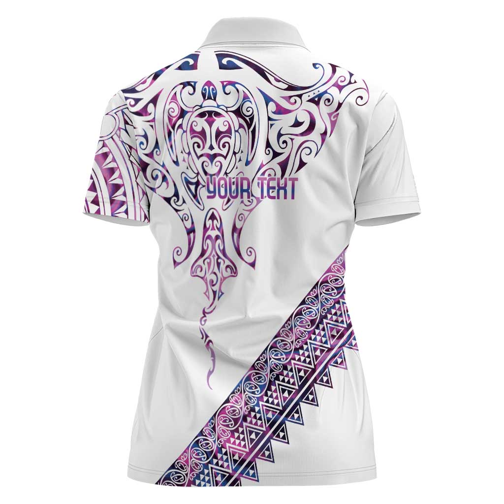 Mawhero Paua shell Kowhaiwhai Taniko Personalised Women Polo Shirt Manta Ray Shark-Turtle Maori Tribal Style