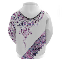 Mawhero Paua shell Kowhaiwhai Taniko Personalised Zip Hoodie Manta Ray Shark-Turtle Maori Tribal Style