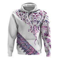 Mawhero Paua shell Kowhaiwhai Taniko Personalised Zip Hoodie Manta Ray Shark-Turtle Maori Tribal Style