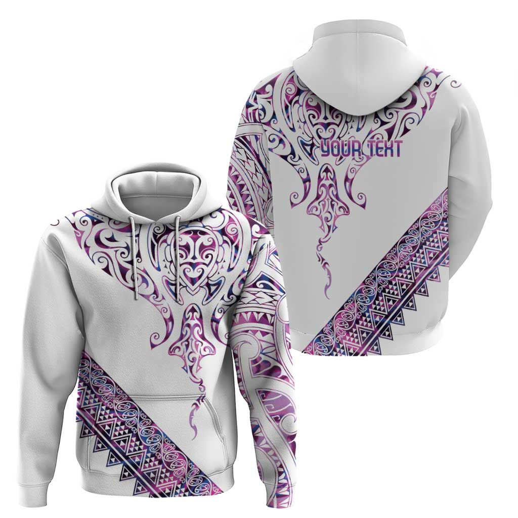 Mawhero Paua shell Kowhaiwhai Taniko Personalised Zip Hoodie Manta Ray Shark-Turtle Maori Tribal Style