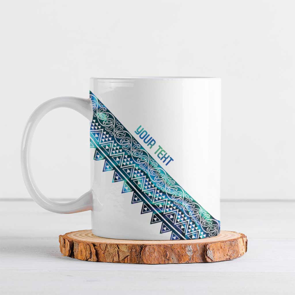 Kahui Whetu Paua shell Kowhaiwhai Taniko Personalised Ceramic Mug Taniwha Maori Tribal Style LT9 Blue - Polynesian Pride