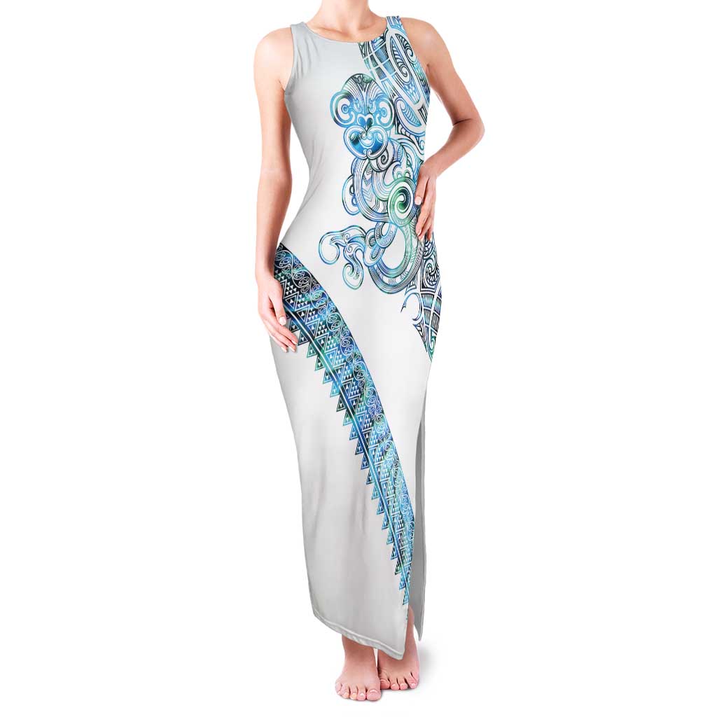 Kahui Whetu Paua shell Kowhaiwhai Taniko Personalised Tank Maxi Dress Taniwha Maori Tribal Style