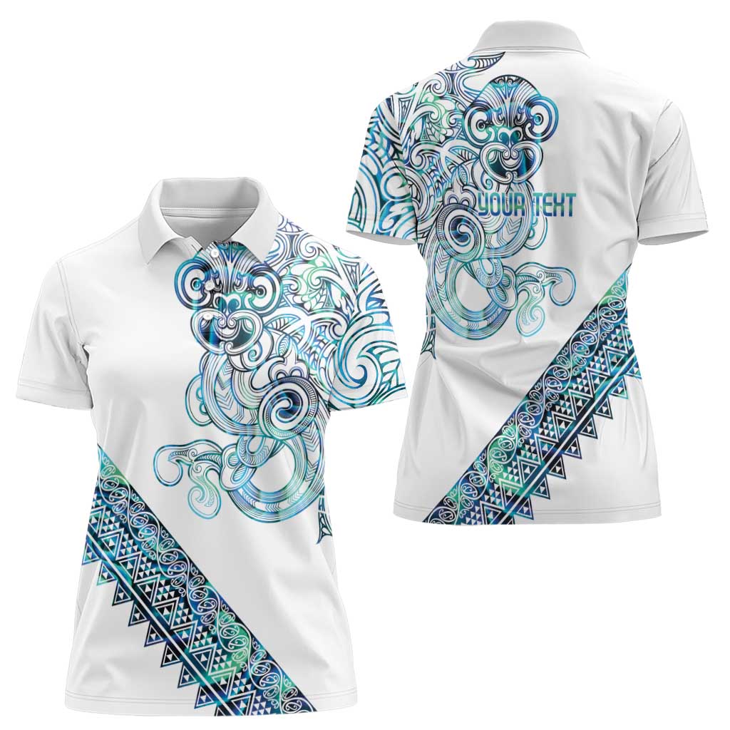 Kahui Whetu Paua shell Kowhaiwhai Taniko Personalised Women Polo Shirt Taniwha Maori Tribal Style