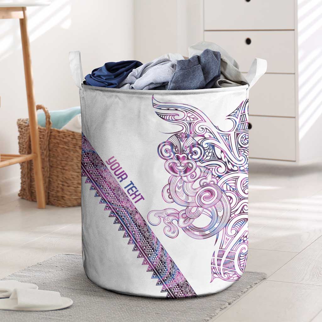 Mawhero Paua shell Kowhaiwhai Taniko Personalised Laundry Basket Taniwha Maori Tribal Style LT9 Pink - Polynesian Pride