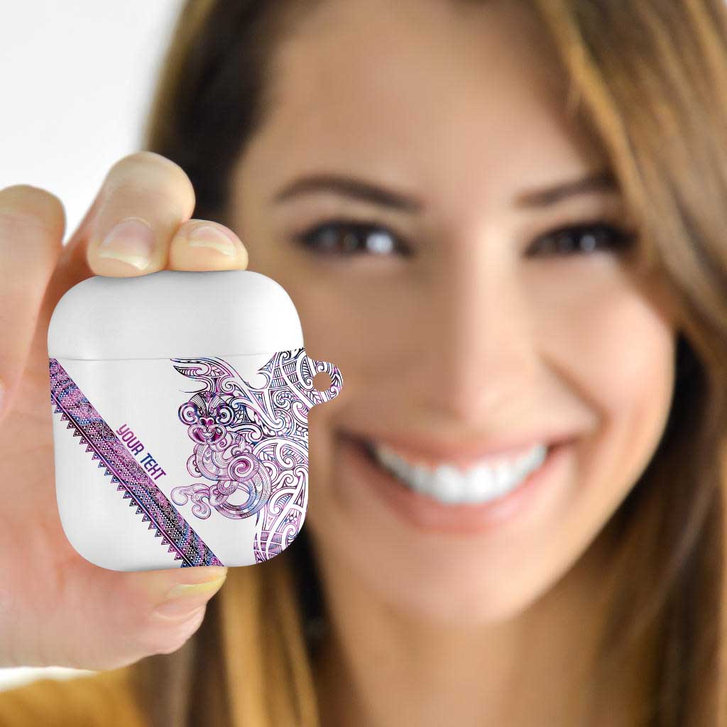 Mawhero Paua shell Kowhaiwhai Taniko Personalised AirPods Case Taniwha Maori Tribal Style