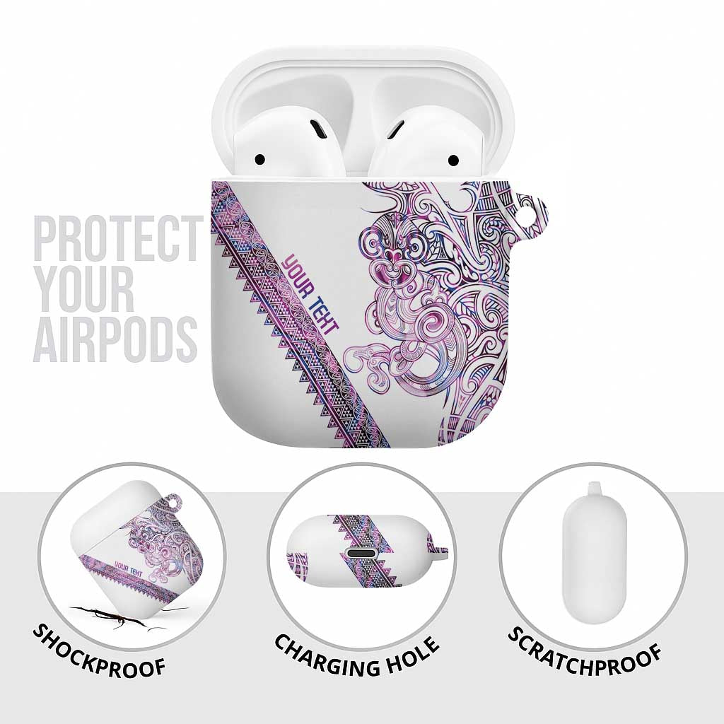 Mawhero Paua shell Kowhaiwhai Taniko Personalised AirPods Case Taniwha Maori Tribal Style
