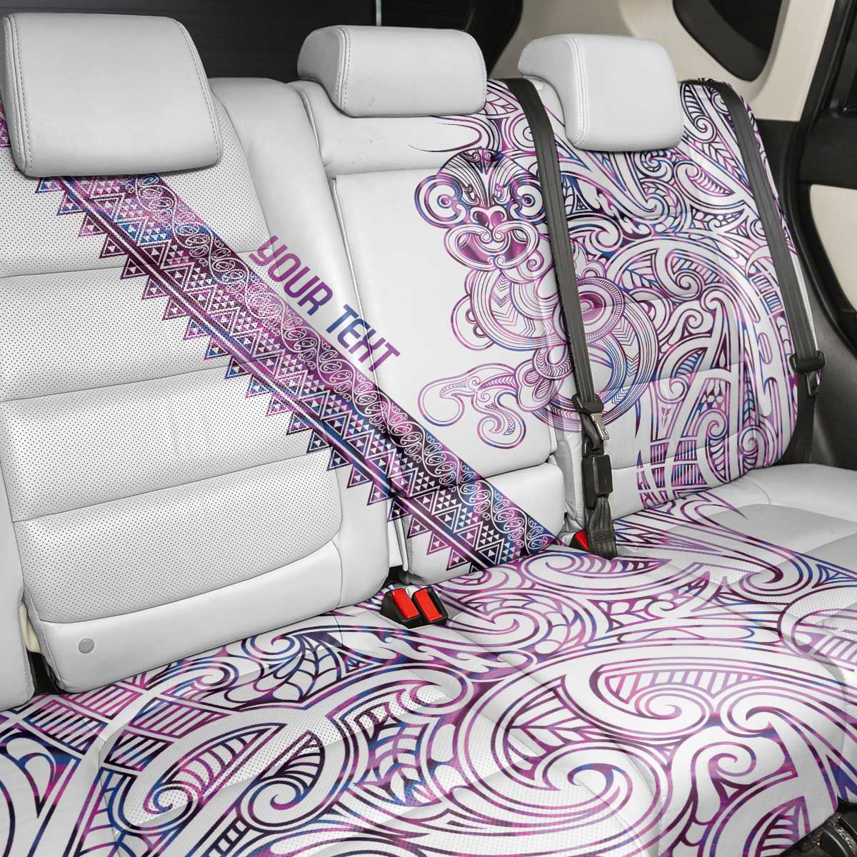 Mawhero Paua shell Kowhaiwhai Taniko Personalised Back Car Seat Cover Taniwha Maori Tribal Style