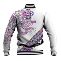 Mawhero Paua shell Kowhaiwhai Taniko Personalised Baseball Jacket Taniwha Maori Tribal Style LT9 - Polynesian Pride