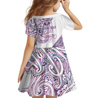 Mawhero Paua shell Kowhaiwhai Taniko Personalised Kid Short Sleeve Dress Taniwha Maori Tribal Style