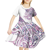 Mawhero Paua shell Kowhaiwhai Taniko Personalised Kid Short Sleeve Dress Taniwha Maori Tribal Style