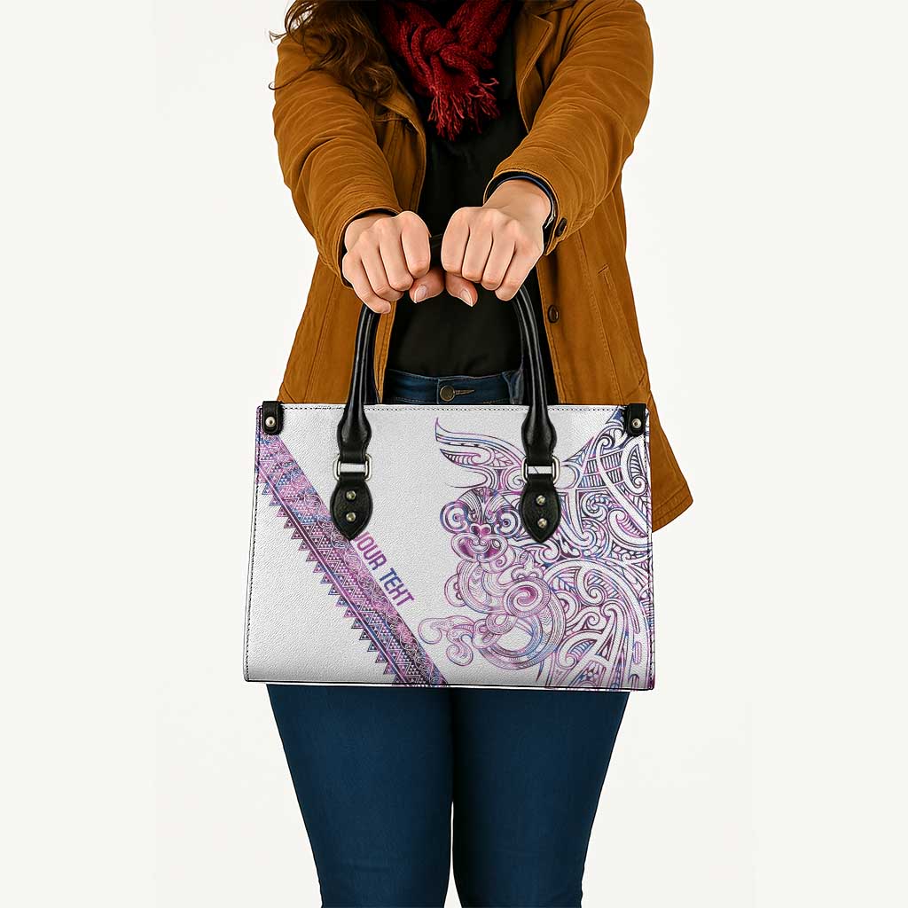 Mawhero Paua shell Kowhaiwhai Taniko Personalised Leather Bag Taniwha Maori Tribal Style