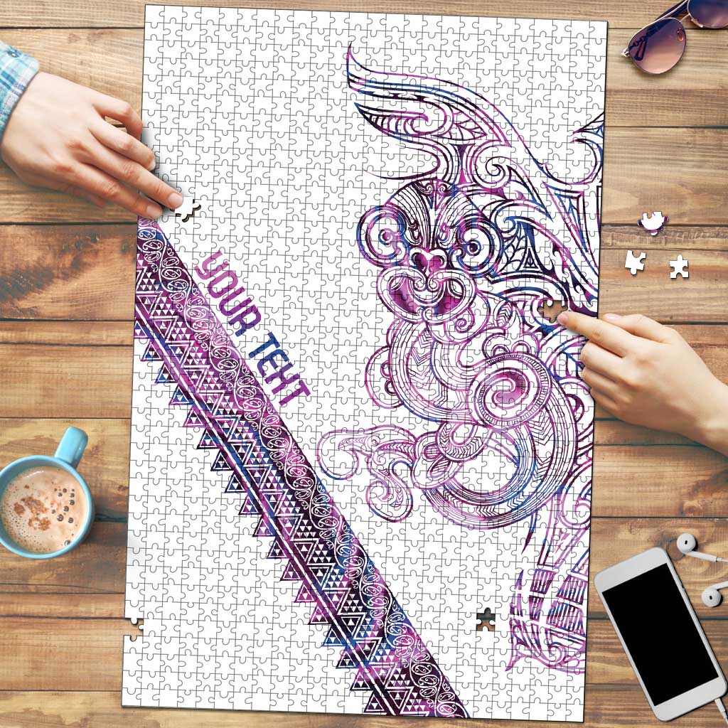Mawhero Paua shell Kowhaiwhai Taniko Personalised Puzzle Taniwha Maori Tribal Style