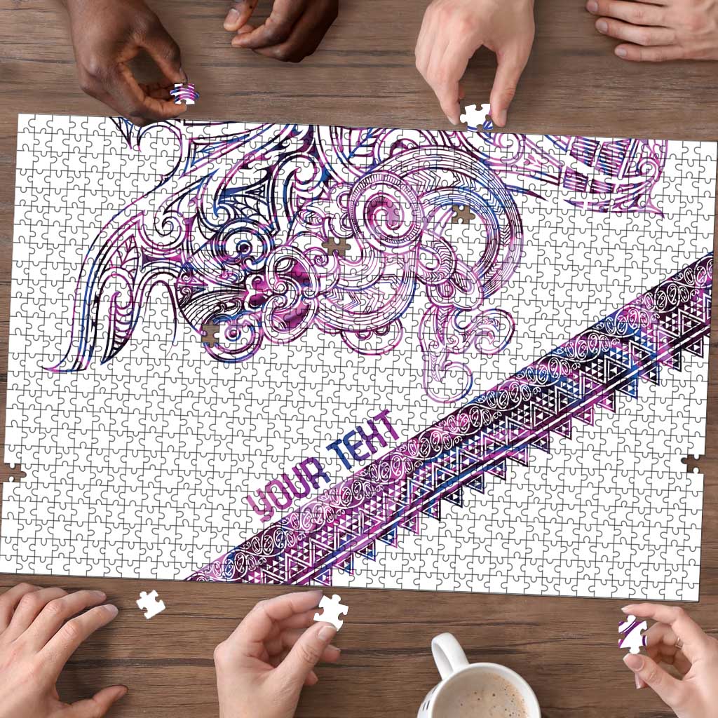 Mawhero Paua shell Kowhaiwhai Taniko Personalised Puzzle Taniwha Maori Tribal Style