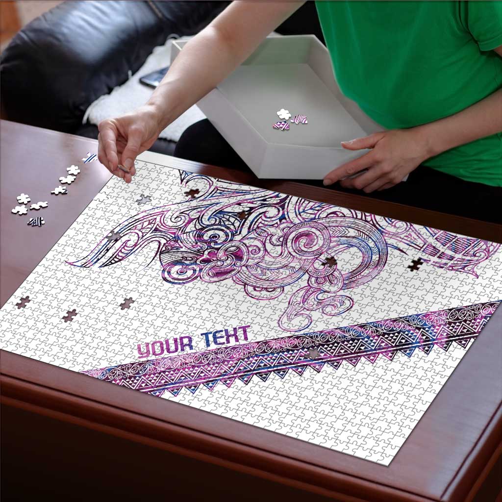 Mawhero Paua shell Kowhaiwhai Taniko Personalised Puzzle Taniwha Maori Tribal Style