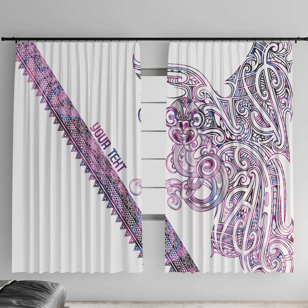 Mawhero Paua shell Kowhaiwhai Taniko Personalised Window Curtain Taniwha Maori Tribal Style