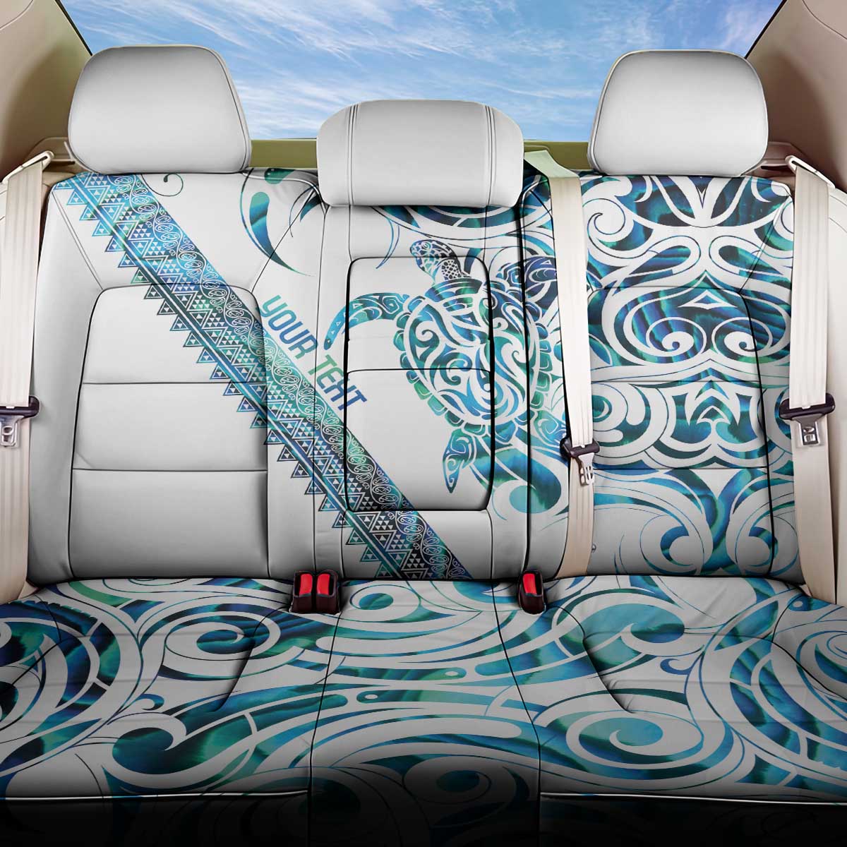 Kahui Whetu Paua shell Kowhaiwhai Taniko Personalised Back Car Seat Cover Turtle Tattoo Maori Tribal Style