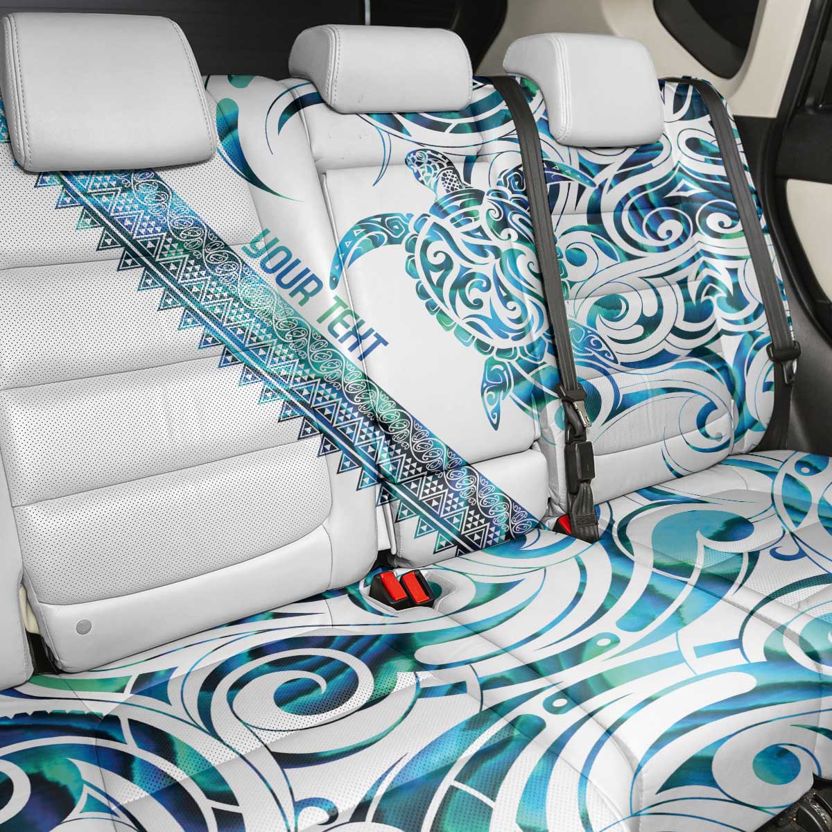 Kahui Whetu Paua shell Kowhaiwhai Taniko Personalised Back Car Seat Cover Turtle Tattoo Maori Tribal Style