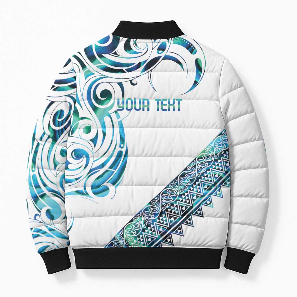 Kahui Whetu Paua shell Kowhaiwhai Taniko Personalised Bomber Puffer Jacket Turtle Tattoo Maori Tribal Style LT9 - Polynesian Pride