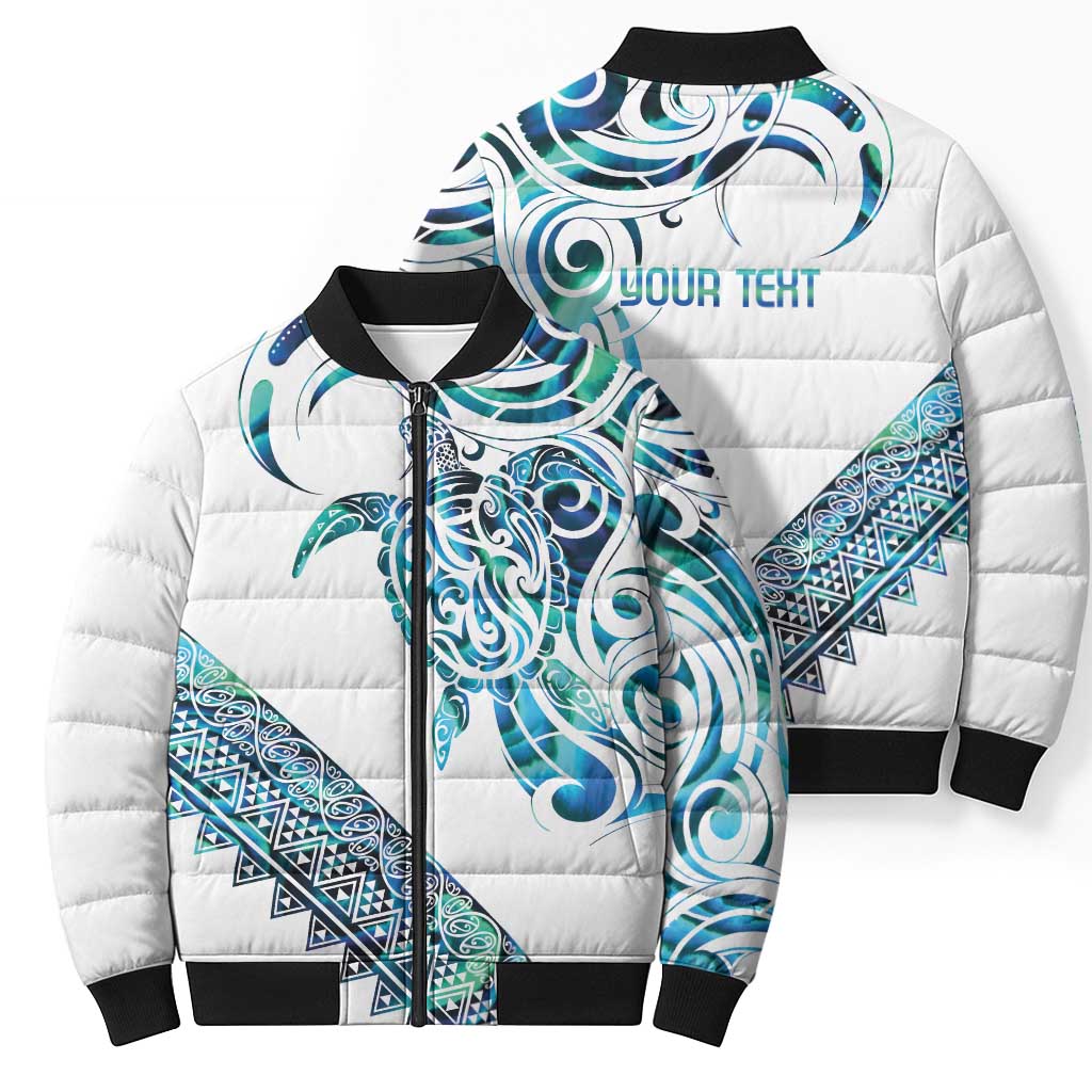 Kahui Whetu Paua shell Kowhaiwhai Taniko Personalised Bomber Puffer Jacket Turtle Tattoo Maori Tribal Style LT9 - Polynesian Pride