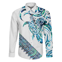 Kahui Whetu Paua shell Kowhaiwhai Taniko Personalised Family Matching Off Shoulder Short Dress and Hawaiian Shirt Turtle Tattoo Maori Tribal Style