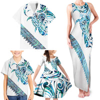 Kahui Whetu Paua shell Kowhaiwhai Taniko Personalised Family Matching Tank Maxi Dress and Hawaiian Shirt Turtle Tattoo Maori Tribal Style