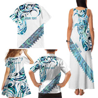 Kahui Whetu Paua shell Kowhaiwhai Taniko Personalised Family Matching Tank Maxi Dress and Hawaiian Shirt Turtle Tattoo Maori Tribal Style