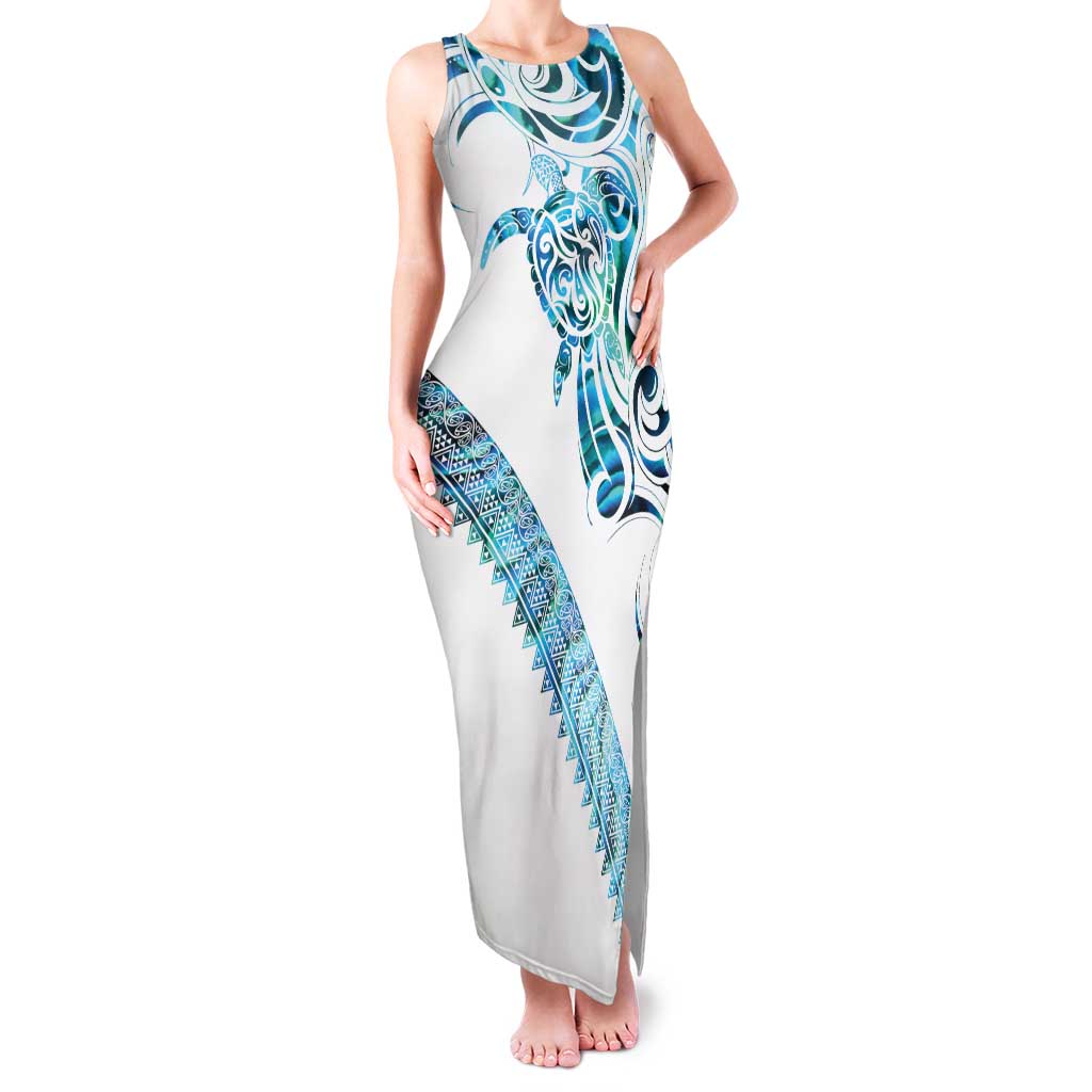Kahui Whetu Paua shell Kowhaiwhai Taniko Personalised Family Matching Tank Maxi Dress and Hawaiian Shirt Turtle Tattoo Maori Tribal Style