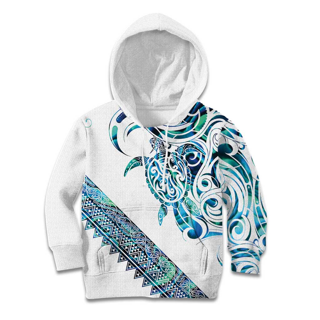 Kahui Whetu Paua shell Kowhaiwhai Taniko Personalised Kid Hoodie Turtle Tattoo Maori Tribal Style