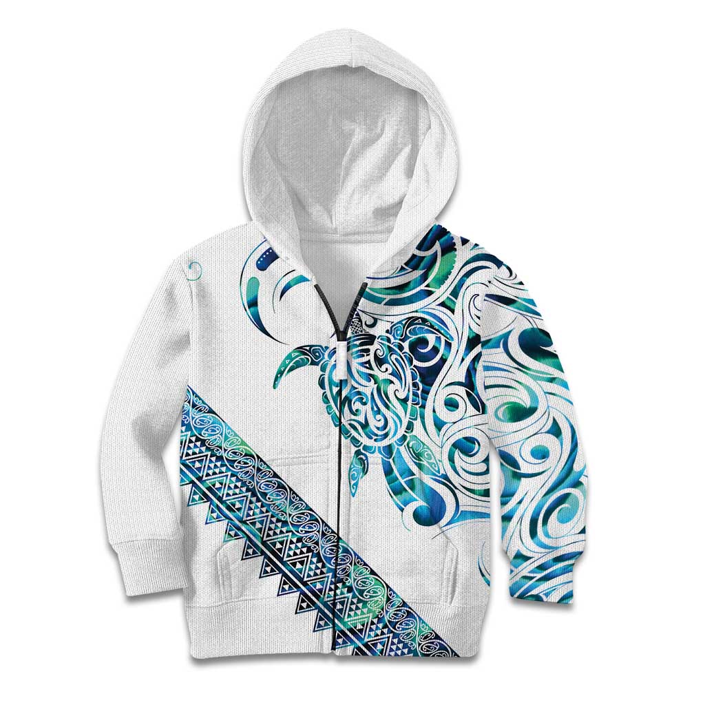 Kahui Whetu Paua shell Kowhaiwhai Taniko Personalised Kid Hoodie Turtle Tattoo Maori Tribal Style