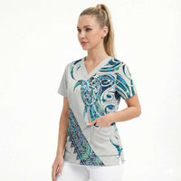 Kahui Whetu Paua shell Kowhaiwhai Taniko Personalised Scrub Top Turtle Tattoo Maori Tribal Style LT9 - Polynesian Pride