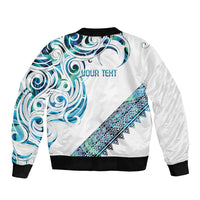 Kahui Whetu Paua shell Kowhaiwhai Taniko Personalised Sleeve Zip Bomber Jacket Turtle Tattoo Maori Tribal Style