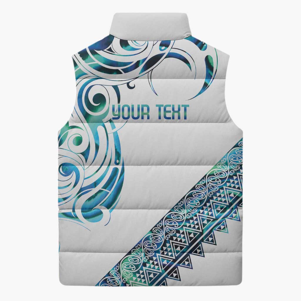 Kahui Whetu Paua shell Kowhaiwhai Taniko Personalised Sleeveless Puffer Jacket Turtle Tattoo Maori Tribal Style LT9 - Polynesian Pride