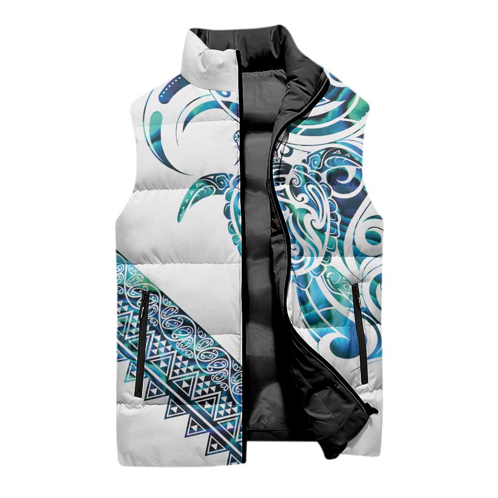 Kahui Whetu Paua shell Kowhaiwhai Taniko Personalised Sleeveless Puffer Jacket Turtle Tattoo Maori Tribal Style LT9 - Polynesian Pride