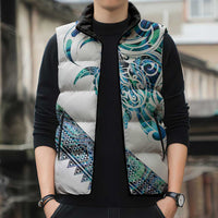 Kahui Whetu Paua shell Kowhaiwhai Taniko Personalised Sleeveless Puffer Jacket Turtle Tattoo Maori Tribal Style LT9 - Polynesian Pride