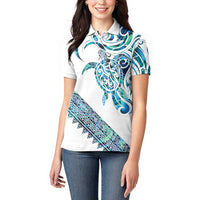 Kahui Whetu Paua shell Kowhaiwhai Taniko Personalised Women Polo Shirt Turtle Tattoo Maori Tribal Style