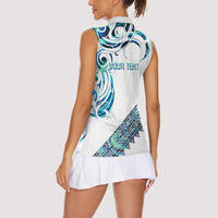 Kahui Whetu Paua shell Kowhaiwhai Taniko Personalised Women Sleeveless Polo Shirt Turtle Tattoo Maori Tribal Style