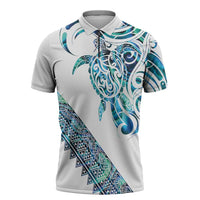 Kahui Whetu Paua shell Kowhaiwhai Taniko Personalised Zipper Polo Shirt Turtle Tattoo Maori Tribal Style